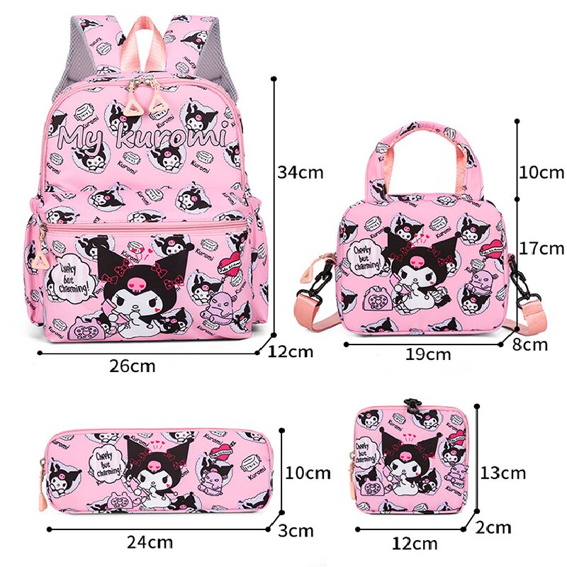 Dark Pink KT 4-Piece Large Capacity School Backpack Set for Primary Students view 7