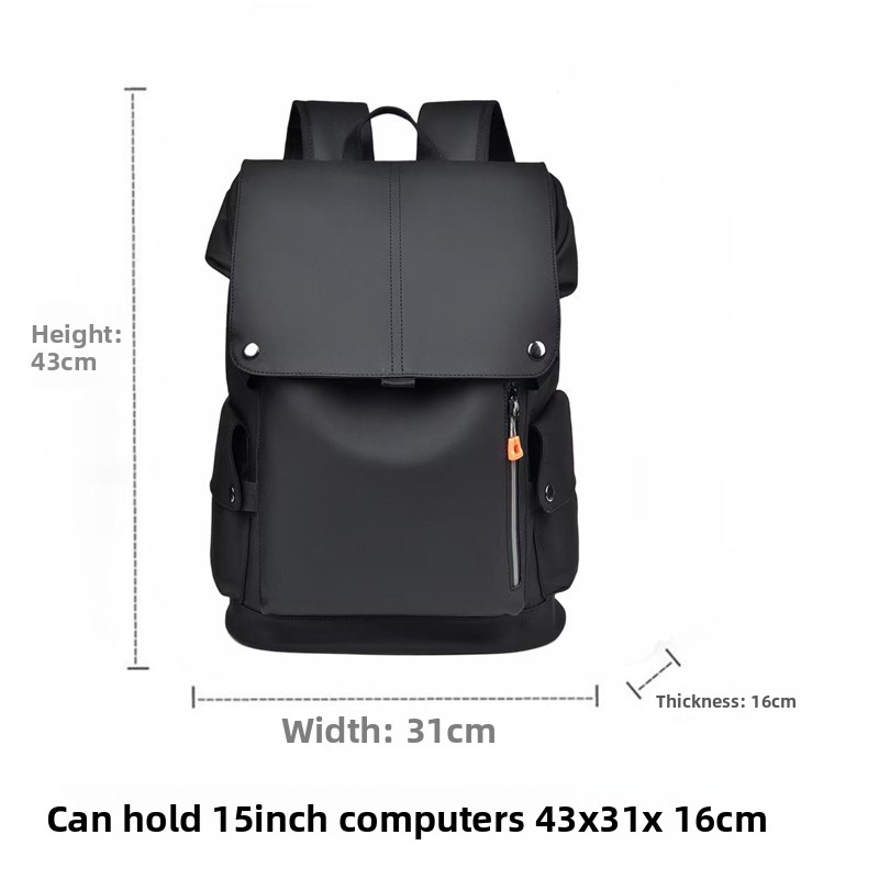 Black Men Large Capacity Business Laptop Backpack Waterproof PU Leather Travel — image 1