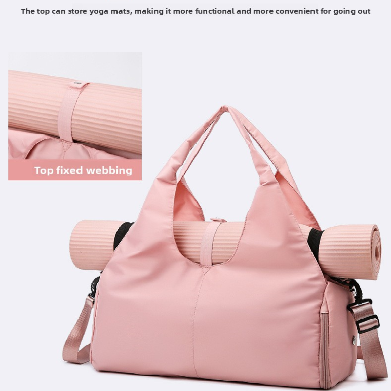 Grey Women Large Capacity Yoga Gym Bag with Shoe Compartment and Mat Strap view 2