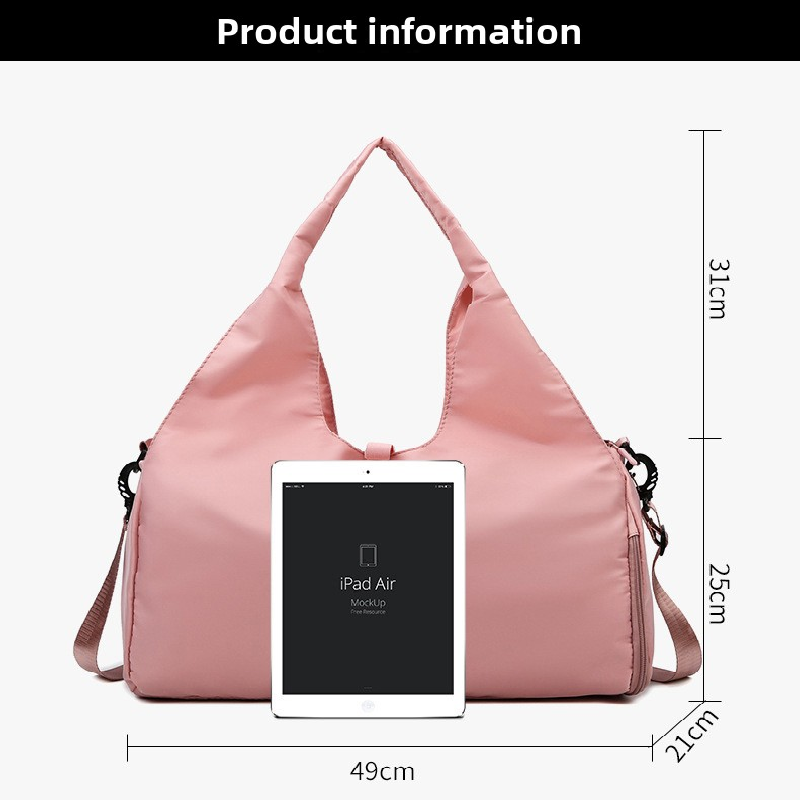 Black Women Large Capacity Yoga Gym Bag with Shoe Compartment and Mat Strap view 6