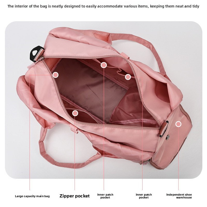 Purple Women Large Capacity Yoga Gym Bag with Shoe Compartment and Mat Strap view 3