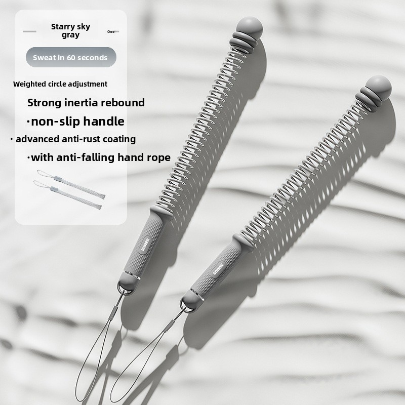 Grey Multifunctional Cordless Battle Rope with Adjustable Weight Rings for
