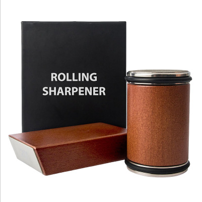Brown Rolling Knife Sharpener Set with Diamond Discs and Magnetic Base 15 and