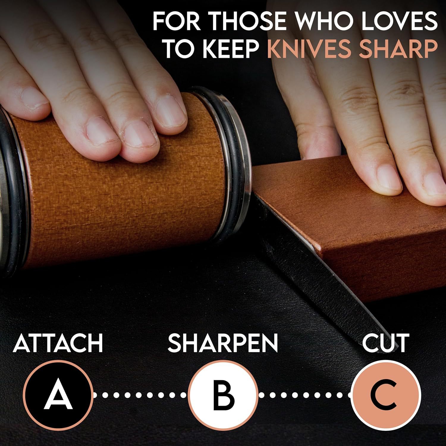 Brown Rolling Knife Sharpener Set with Diamond Discs and Magnetic Base 15 and view 3