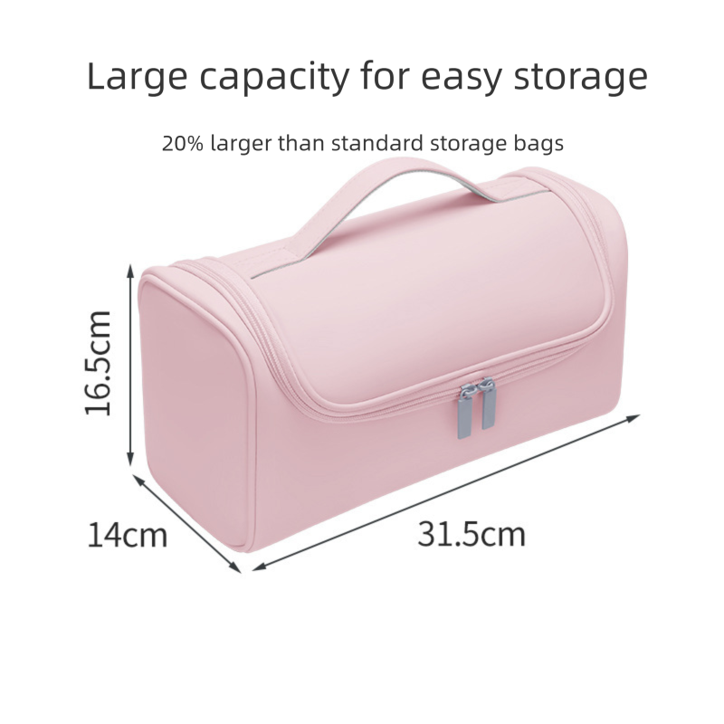 Black Portable Hair Dryer and Curler Storage Bag Waterproof PU Leather Travel view 5