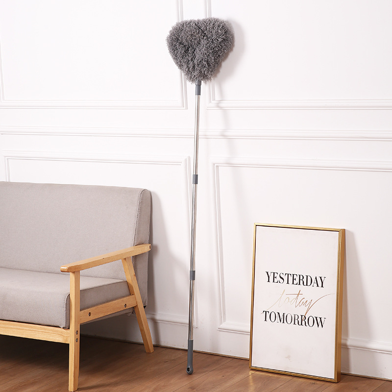 Grey Long Handle Ceiling Fan Duster with Hollow Microfiber Head and Extendable