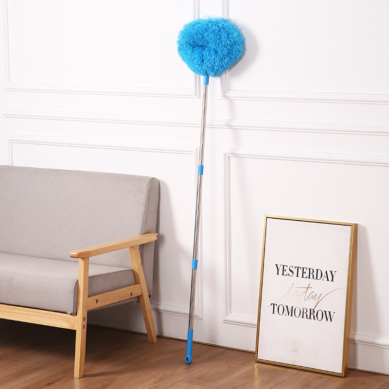 Light blue Long Handle Ceiling Fan Duster with Hollow Microfiber Head and