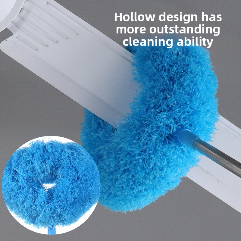 Light blue Long Handle Ceiling Fan Duster with Hollow Microfiber Head and view 4