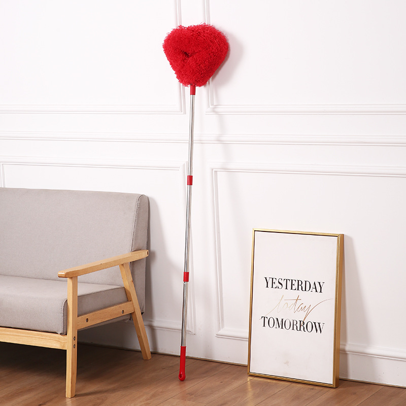 Red Long Handle Ceiling Fan Duster with Hollow Microfiber Head and Extendable