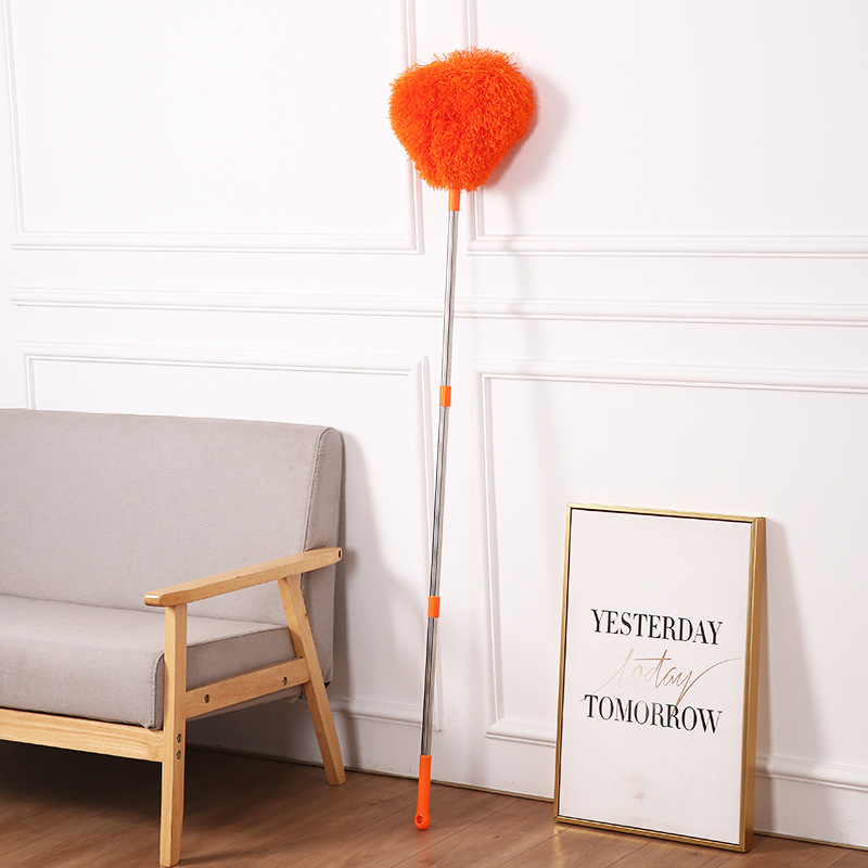 Orange Long Handle Ceiling Fan Duster with Hollow Microfiber Head and