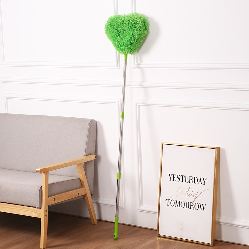 Green Long Handle Ceiling Fan Duster with Hollow Microfiber Head and