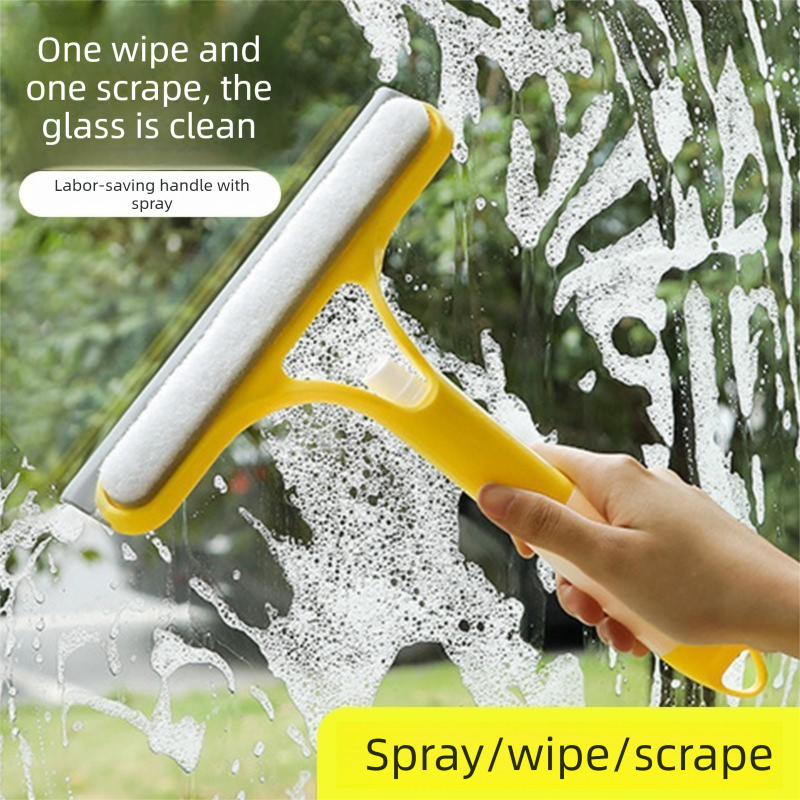 2-PCS Blue 3-in-1 Window Squeegee with Built-in Spray Bottle and TPR Scraper view 2