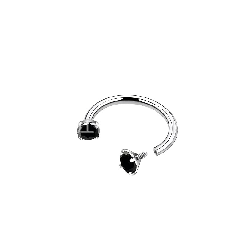 2-PCS Black G23 Titanium Horseshoe Ring with 5A Zircon Internal Thread for