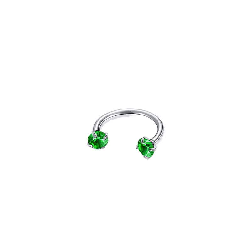2-PCS Emerald G23 Titanium Horseshoe Ring with 5A Zircon Internal Thread for