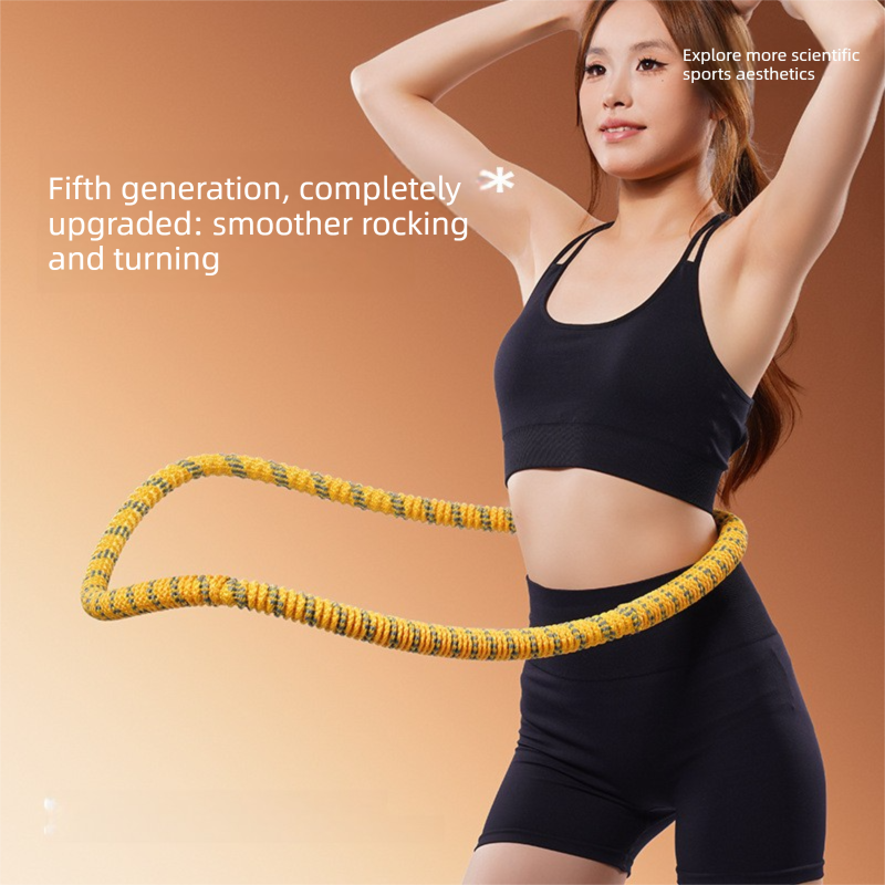 Yellow Weighted Soft Spring Hula Hoop with Silent Alloy Interior and Polyester