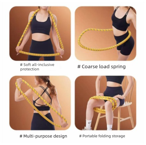 Yellow Weighted Soft Spring Hula Hoop with Silent Alloy Interior and Polyester view 2