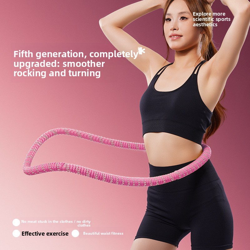 Pink Weighted Soft Spring Hula Hoop with Silent Alloy Interior and Polyester