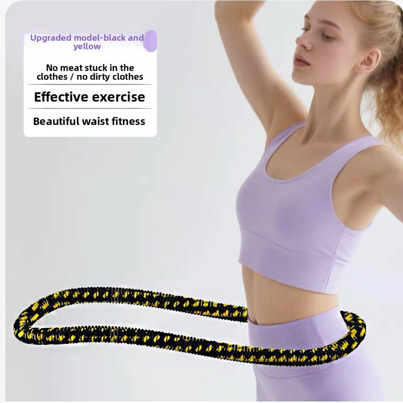 Black Weighted Soft Spring Hula Hoop with Silent Alloy Interior and Polyester
