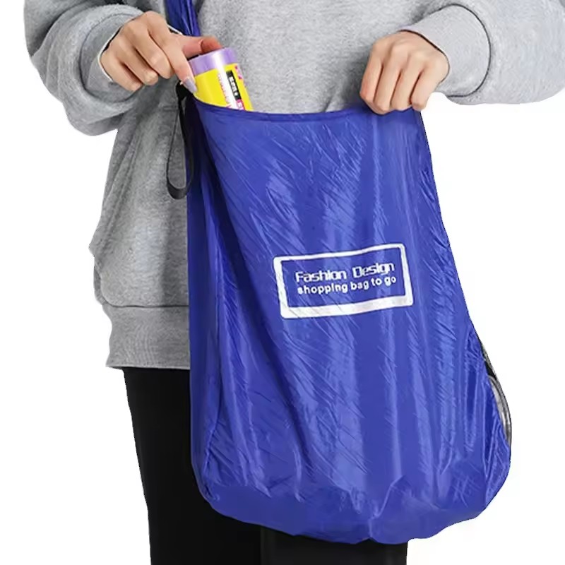 2-PCS Orange Compact Retractable Shopping Bag with Durable Nylon and ABS view 2
