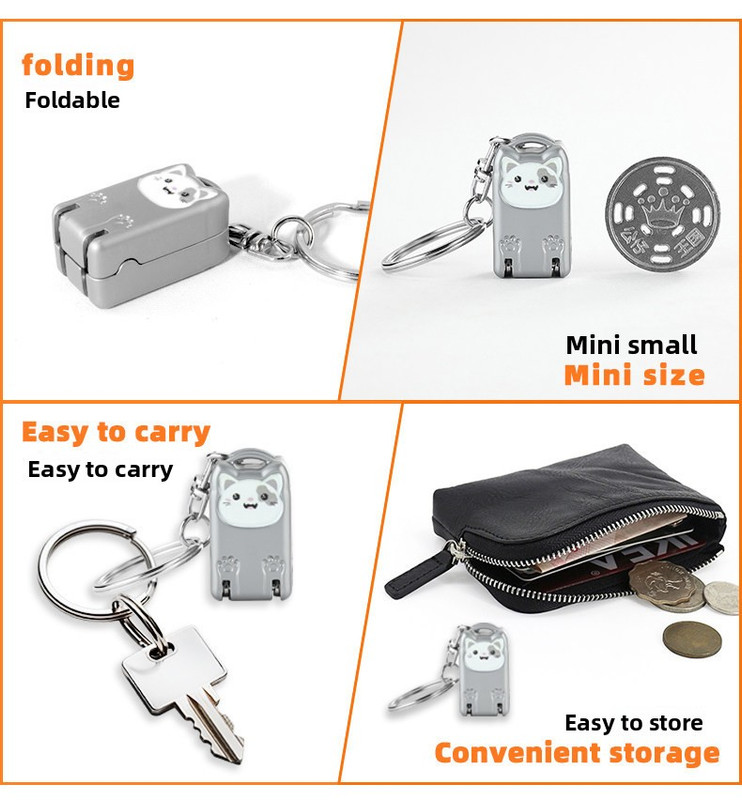 Mini Cat Design Black Compact Folding Nail Clippers with Stainless Steel Blade view 2