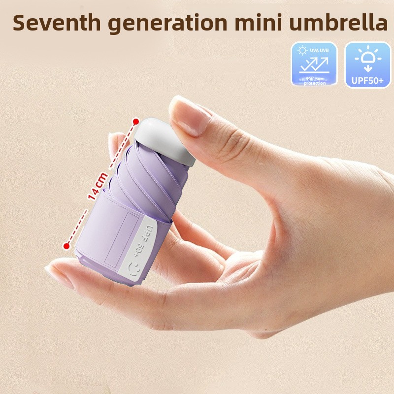 Purple Compact Mini Umbrella with UPF50+ UV Protection and Lightweight Design