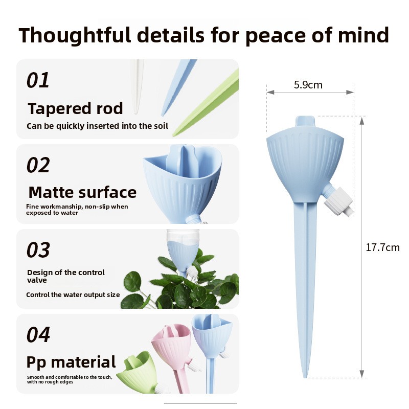 5-PCS Pink Automatic Plant Watering Spikes with Adjustable Flow Control view 4