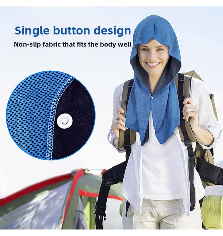 Black football Instant Cooling Hooded Towel U-Shaped Sun Protection Quick Dry view 3
