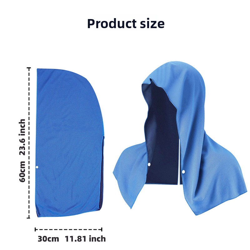 Black football Instant Cooling Hooded Towel U-Shaped Sun Protection Quick Dry view 8