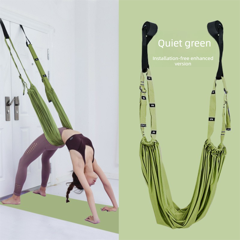 Green Aerial Yoga Door Hanging Strap for Home Workouts Adjustable Stretch Band