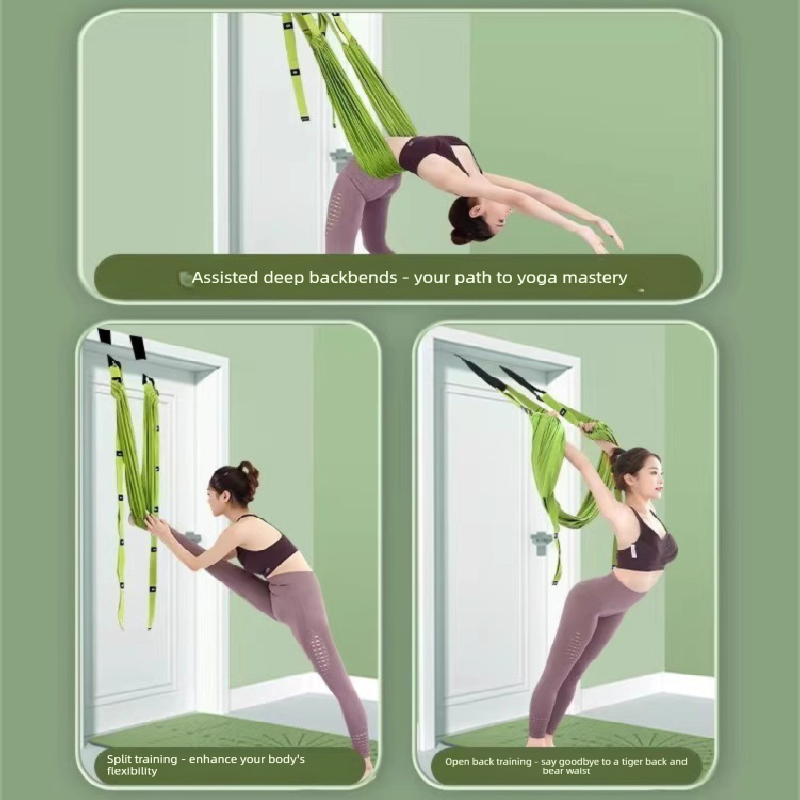 Pink Aerial Yoga Door Hanging Strap for Home Workouts Adjustable Stretch Band view 3