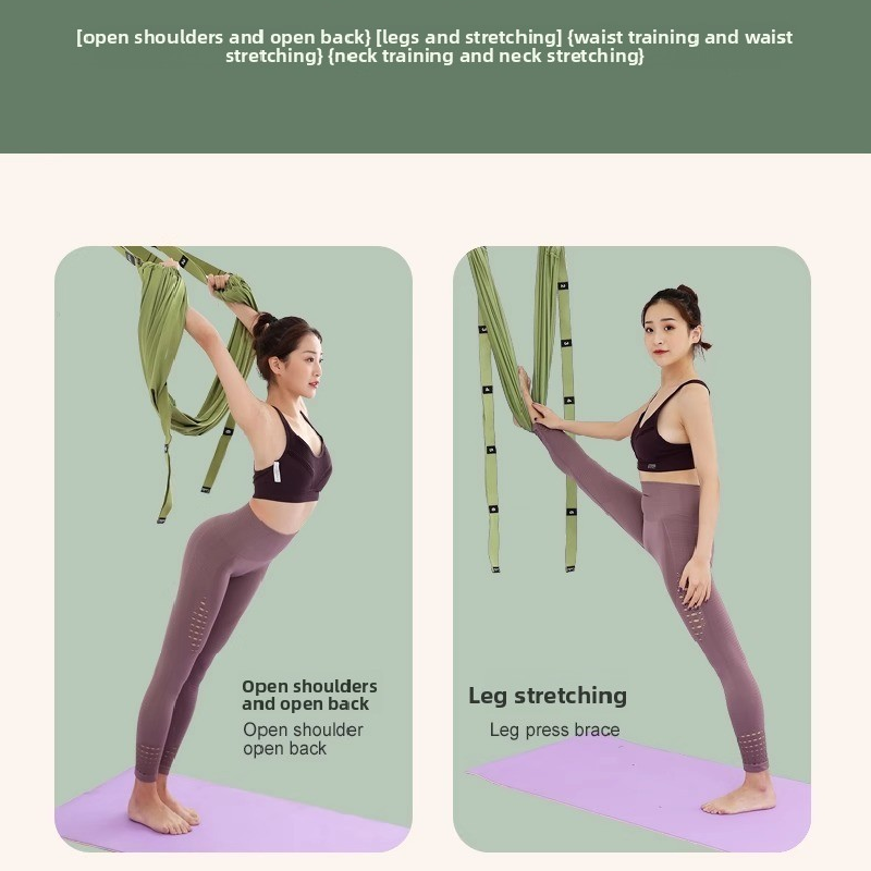 Pink Aerial Yoga Door Hanging Strap for Home Workouts Adjustable Stretch Band view 4