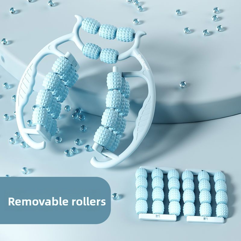 Blue 360-Degree Wrap Around Leg Roller Massager with 29 Acupressure Points for