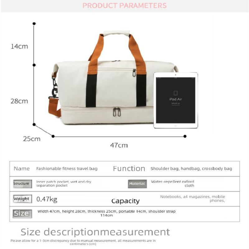 khaki Large Capacity Travel Duffel Bag for Women with Yoga Mat Holder and Shoe view 7
