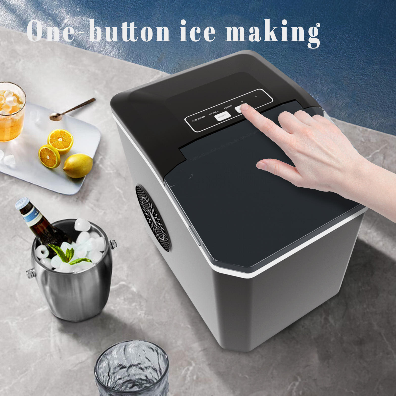 White Portable Countertop Ice Maker with 12kg Daily Capacity Rapid Bullet Ice view 3