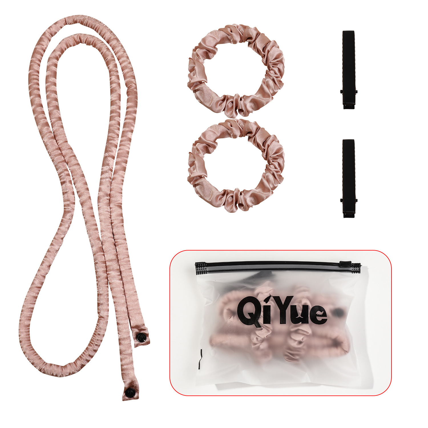 2-PCS Puff pastry Heatless Hair Curler Set Extra Long Overnight Soft Ribbon