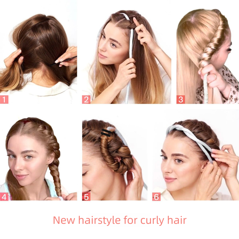 2-PCS Bronze color Heatless Hair Curler Set Extra Long Overnight Soft Ribbon view 2