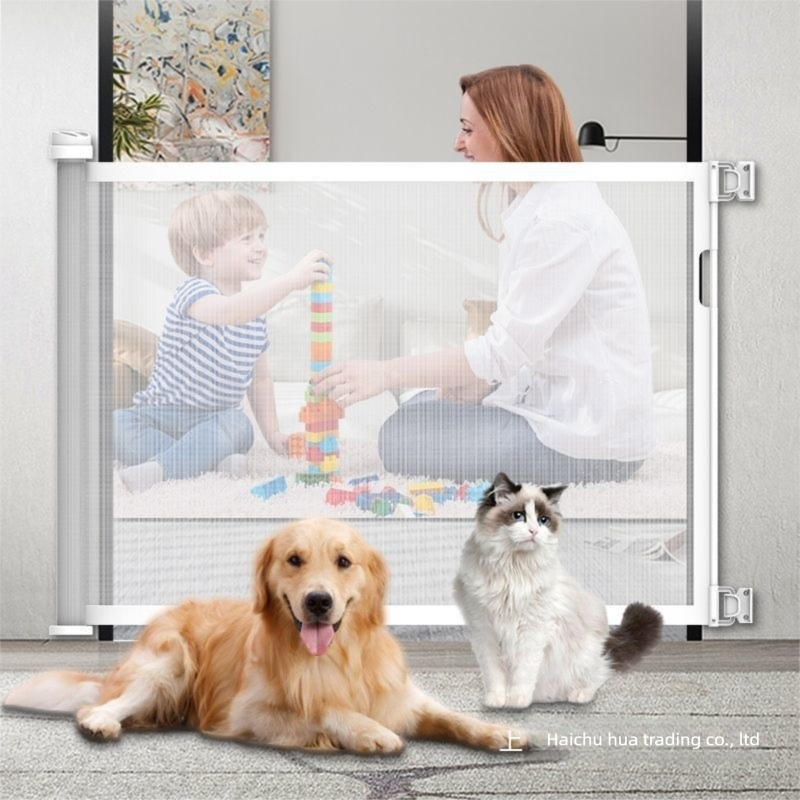 White Retractable Baby Safety Gate and Pet Barrier Extra Wide 300cm for Stairs view 5