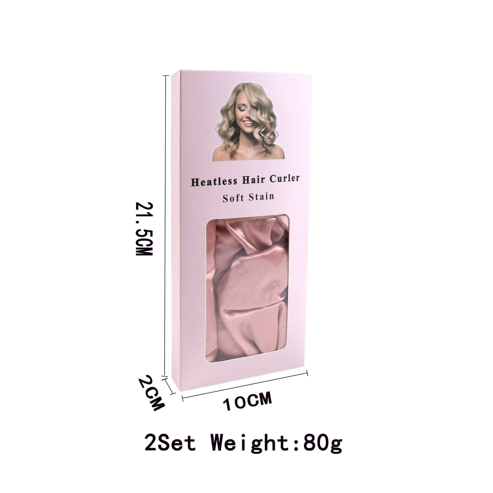Pink Heatless Hair Curler Set with Satin Ribbon and Sleep Caps for Overnight view 4