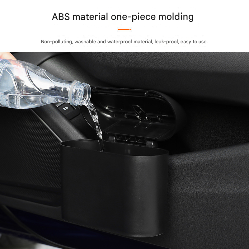 Blue Compact Car Trash Can 2 Pack Hanging Storage Bin with Push Lid for view 2