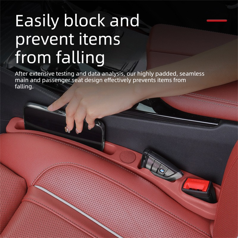 Beige Car Seat Gap Filler Strip with Integrated Storage Slot Universal view 2