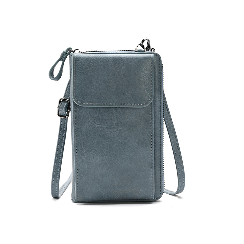 Blue Women's PU Leather Crossbody Phone Bag with Adjustable Shoulder Strap and