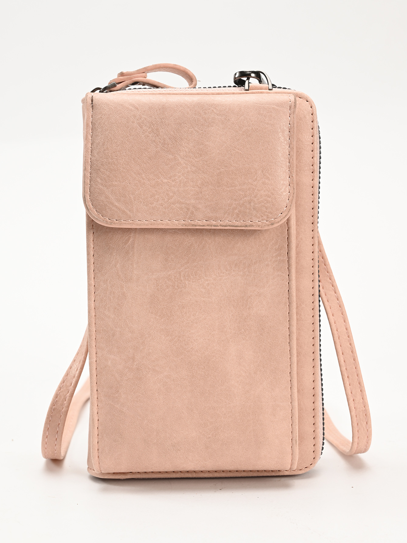 Pink Women's PU Leather Crossbody Phone Bag with Adjustable Shoulder Strap and