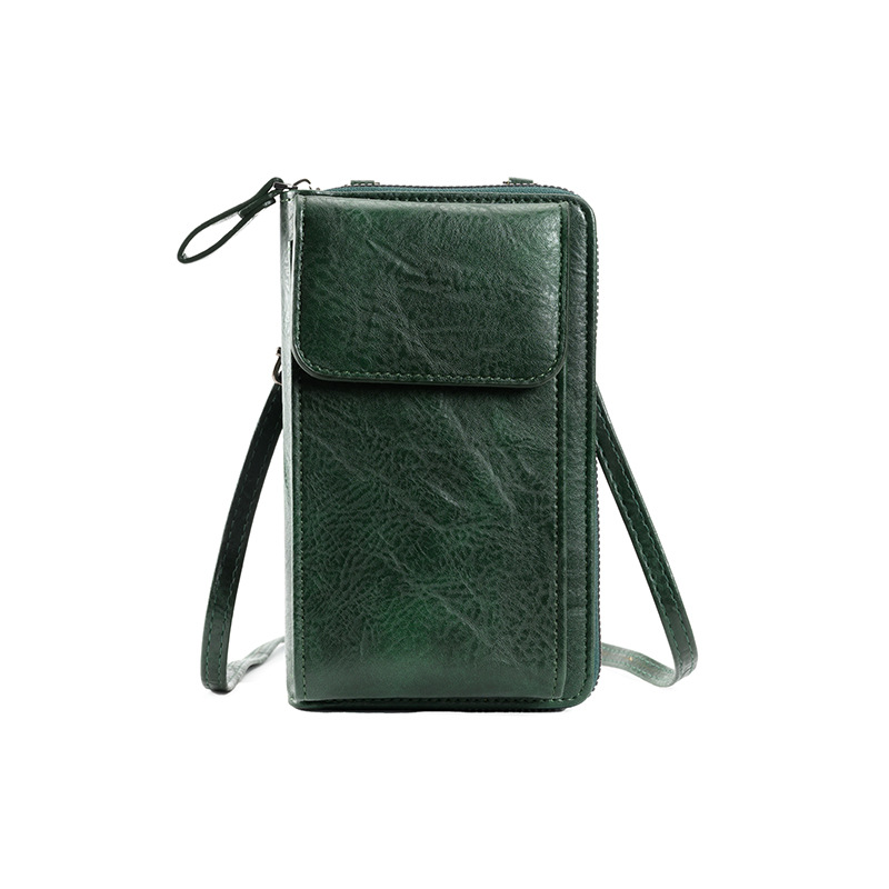 Green Women's PU Leather Crossbody Phone Bag with Adjustable Shoulder Strap