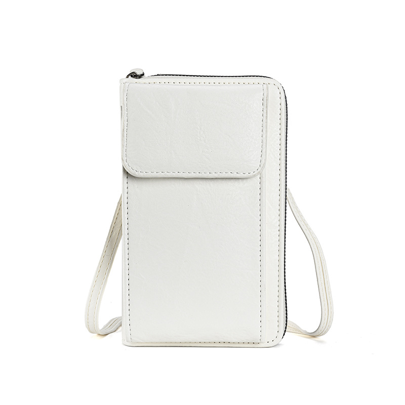 White Women's PU Leather Crossbody Phone Bag with Adjustable Shoulder Strap