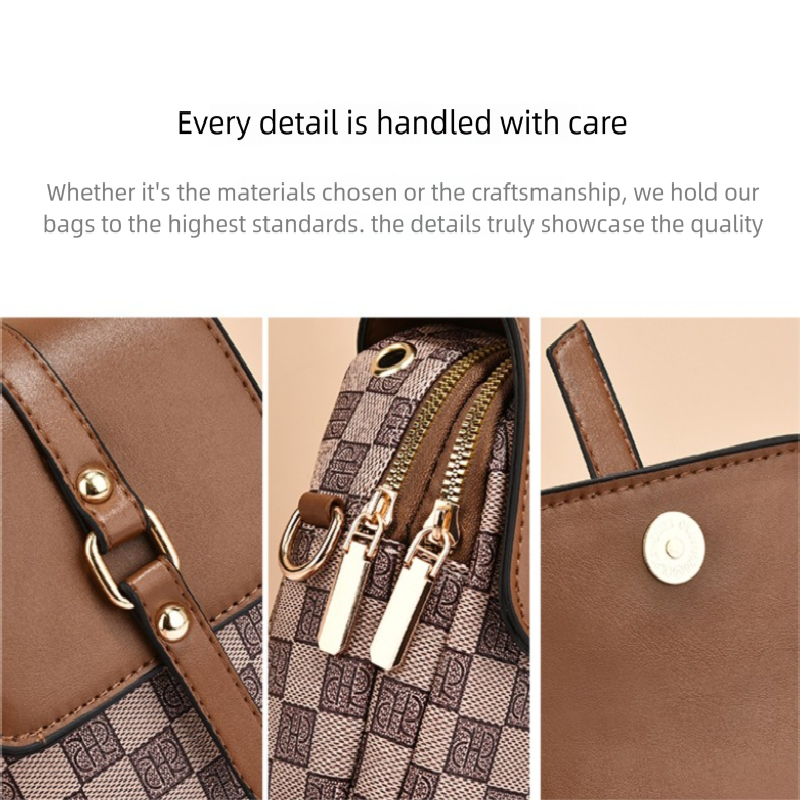 Brown rhombus Women's Mini Crossbody Phone Bag Compact PU Leather with view 2