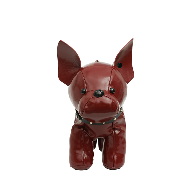 Red French Bulldog Shaped Crossbody Bag PU Leather Animal Design for Daily