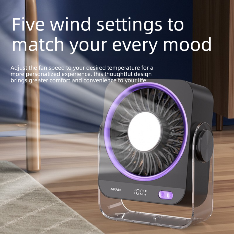 Pink Portable Semiconductor Cooling Desk Fan USB Type-C Rechargeable 5 Speeds view 3