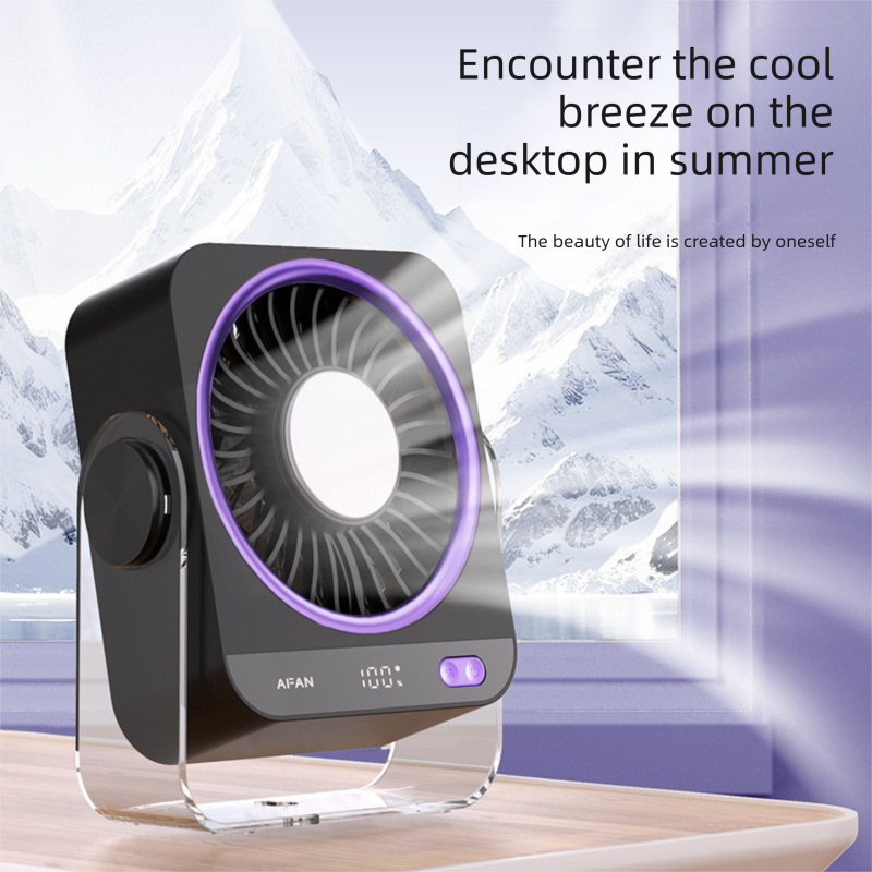 Grey Portable Semiconductor Cooling Desk Fan USB Type-C Rechargeable 5 Speeds view 2