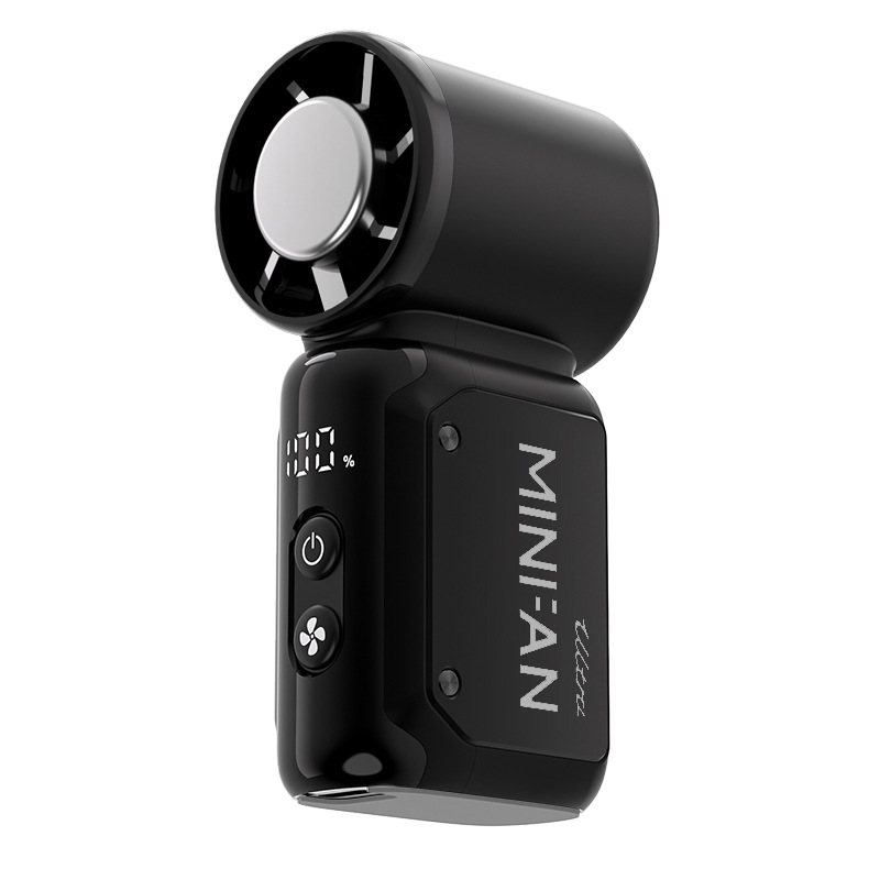 Black Portable Mini Handheld Fan with 199-Speed Settings and Brushless Motor — image 1