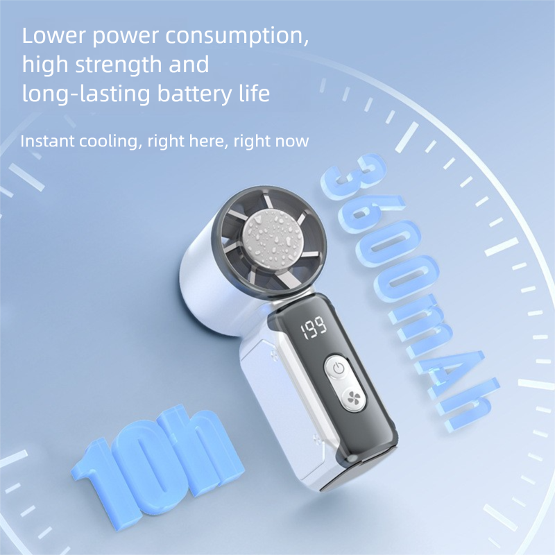 Black Portable Mini Handheld Fan with 199-Speed Settings and Brushless Motor view 2
